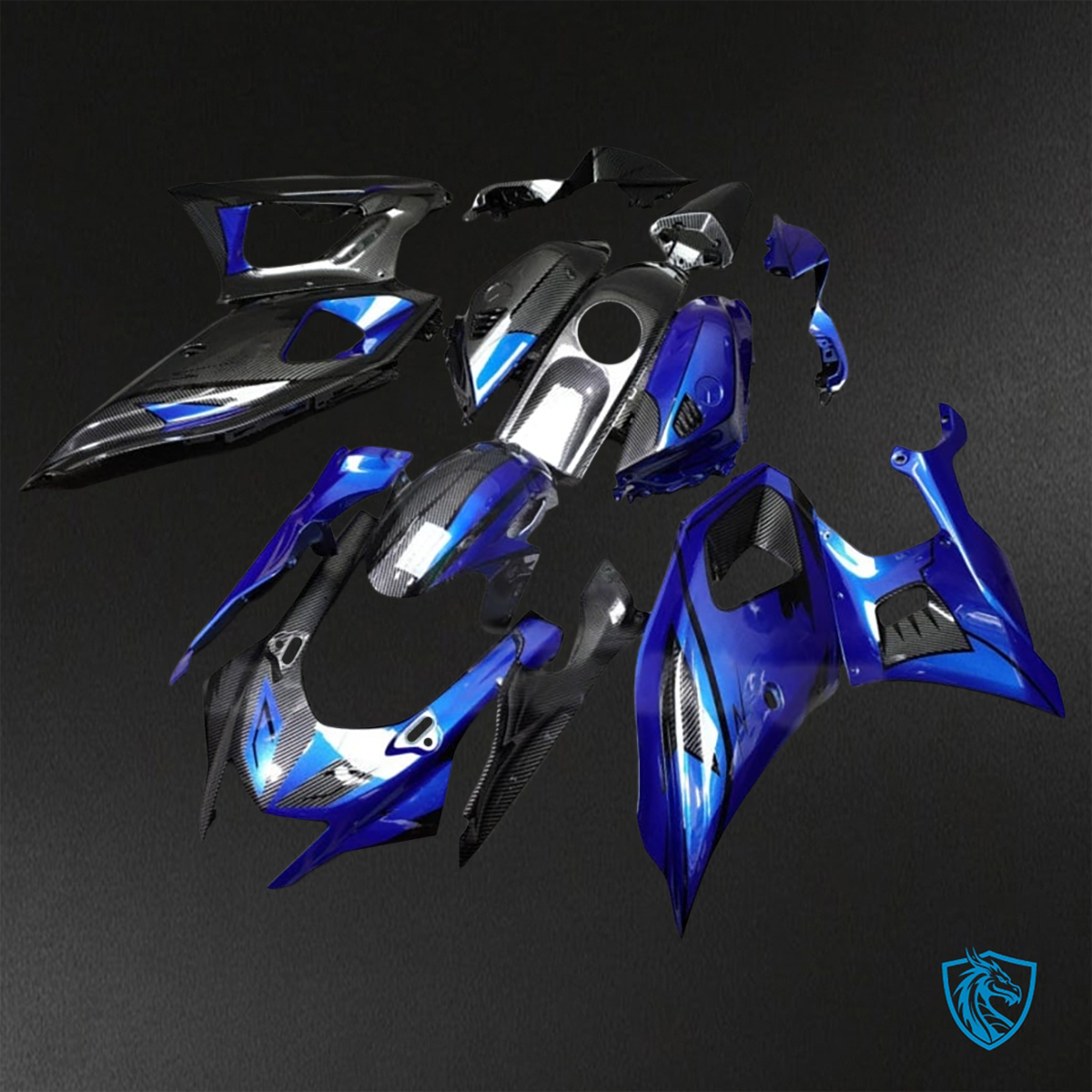 Yamaha R7 (2021-2025) Gloss Blue & Black Carbon Fiber ABS Bodywork - Fairings Kit