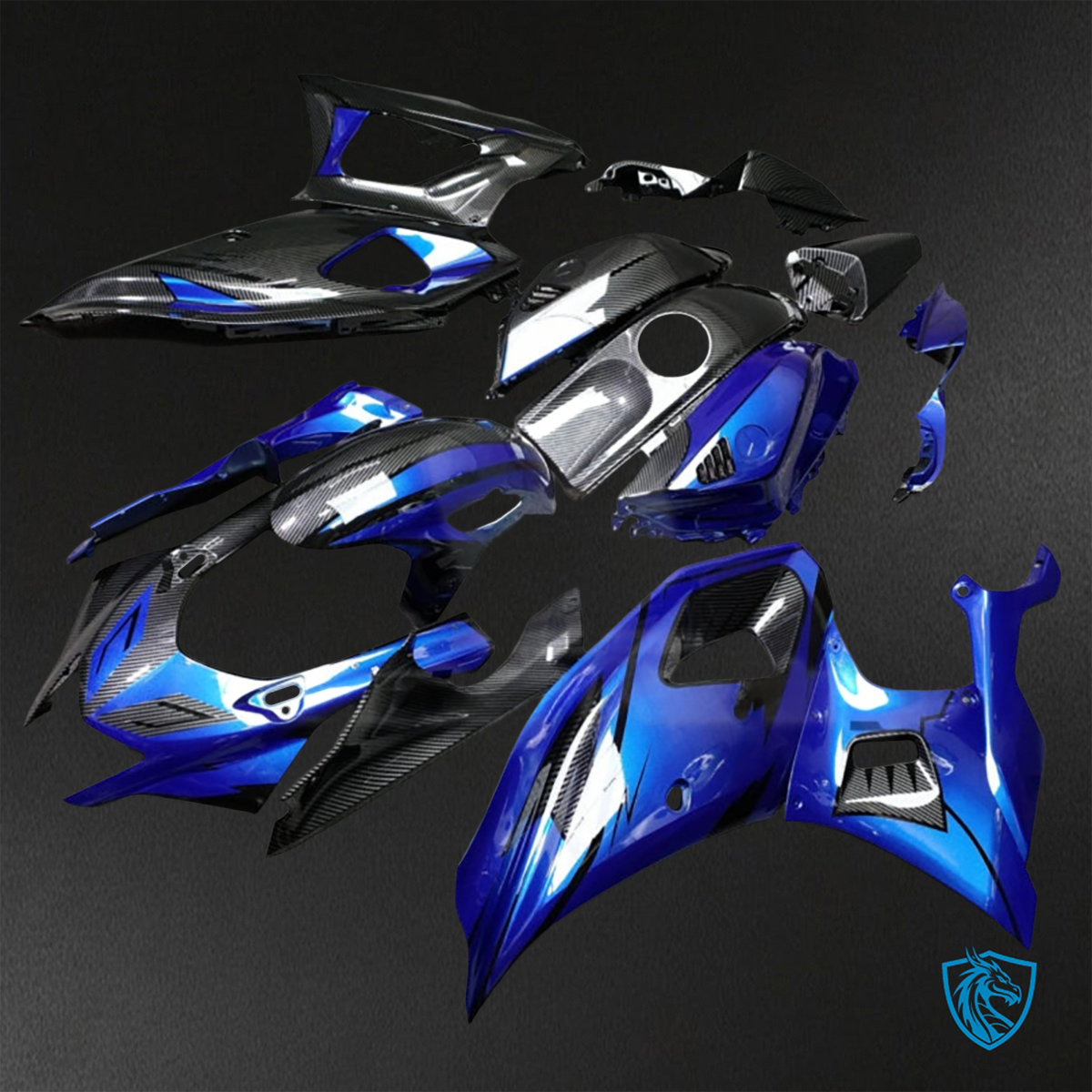 Yamaha R7 (2021-2025) Gloss Blue & Black Carbon Fiber ABS Bodywork - Fairings Kit