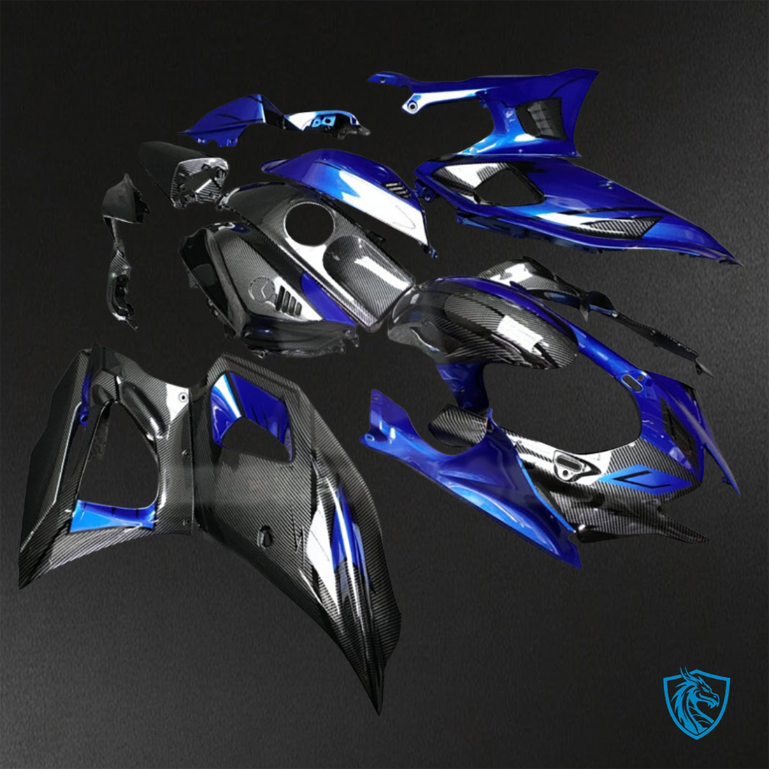 Yamaha R7 (2021-2025) Gloss Blue & Black Carbon Fiber ABS Bodywork - Fairings Kit
