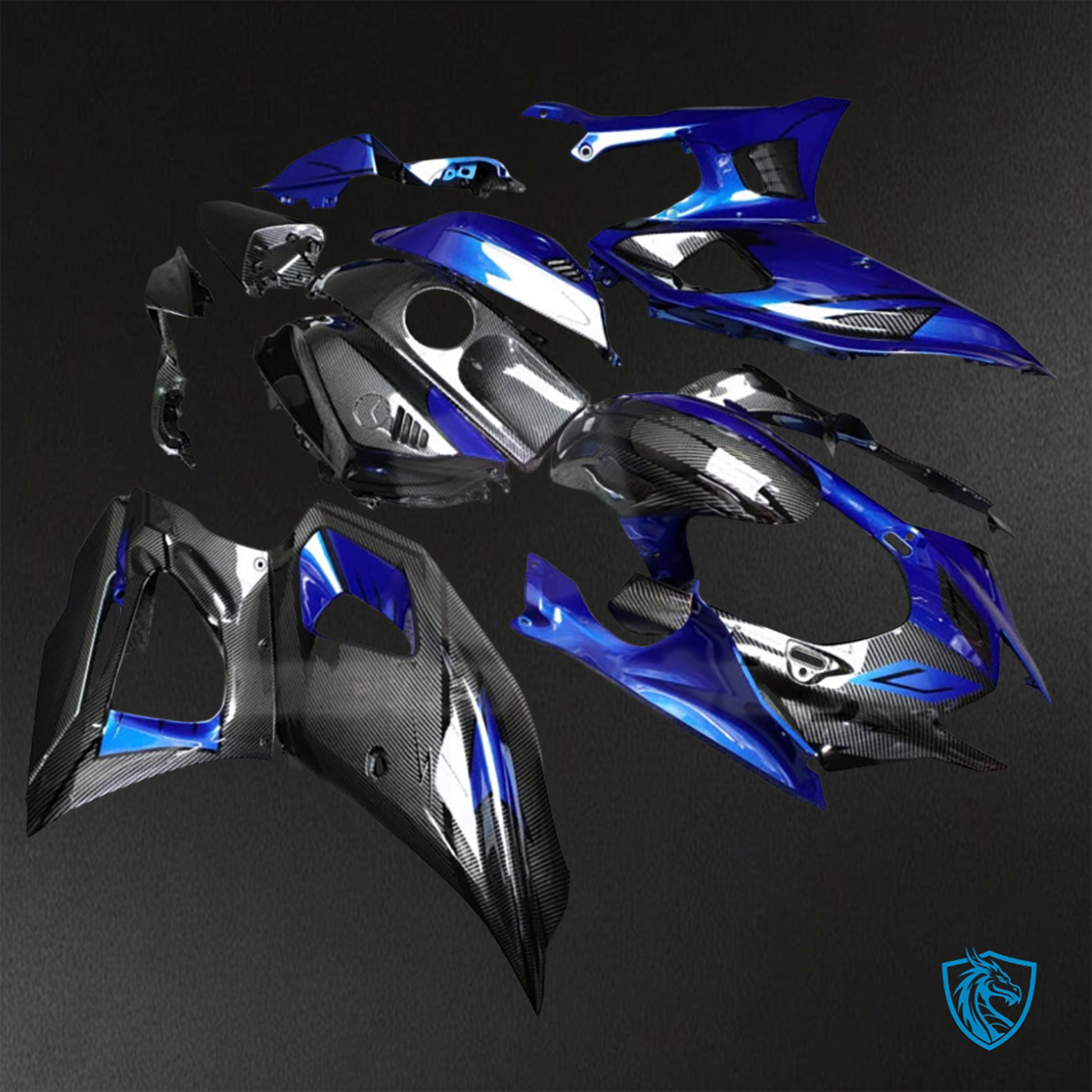 Yamaha R7 (2021-2025) Gloss Blue & Black Carbon Fiber ABS Bodywork - Fairings Kit