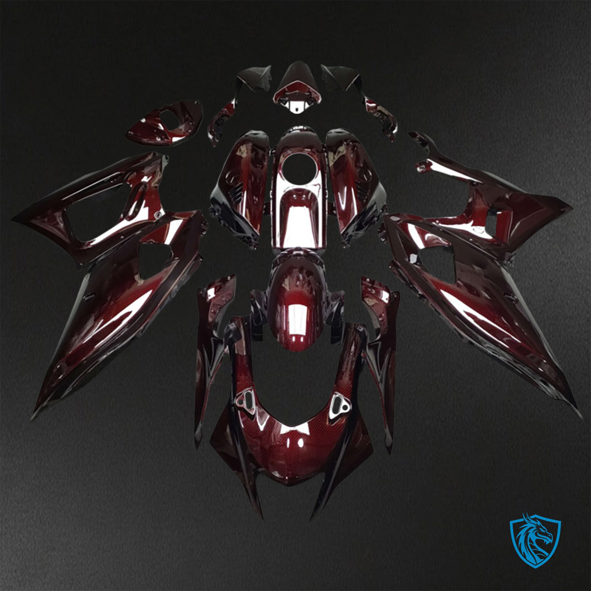 Yamaha R7 (2021-2025) Gloss Dark Red Carbon Fiber - Custom ABS Fairing Kit