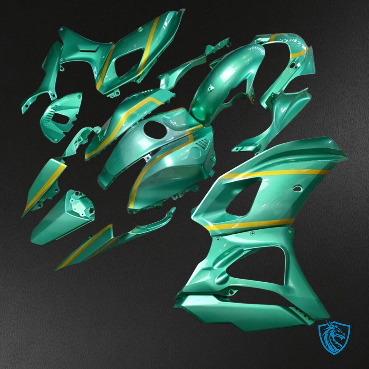 Yamaha R7 (2021-2025) Gloss Green & Gold Fairings Kit - Aftermarket ABS Bodywork