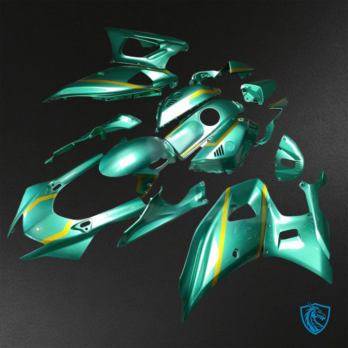 Yamaha R7 (2021-2025) Gloss Green & Gold Fairings Kit - Aftermarket ABS Bodywork