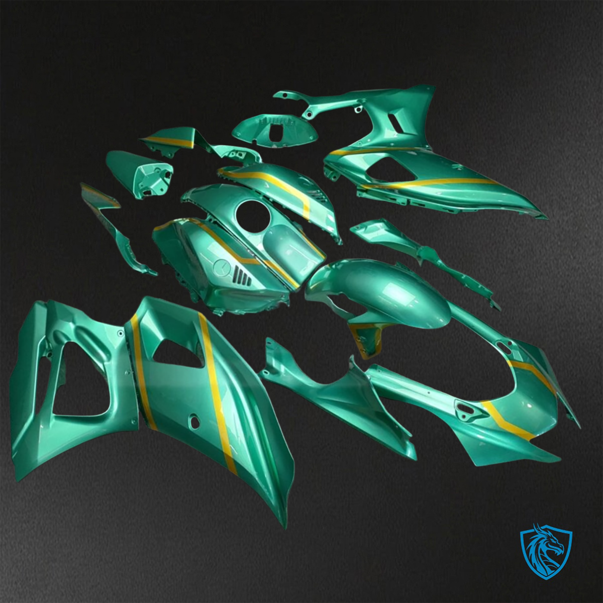 Yamaha R7 (2021-2025) Gloss Green & Gold Fairings Kit - Aftermarket ABS Bodywork