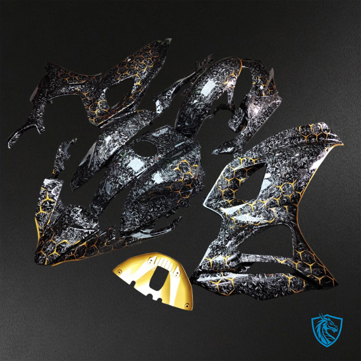 Yamaha R7 (2021-2025) Black & Gold Carbon Fiber - Custom ABS Fairing Kit