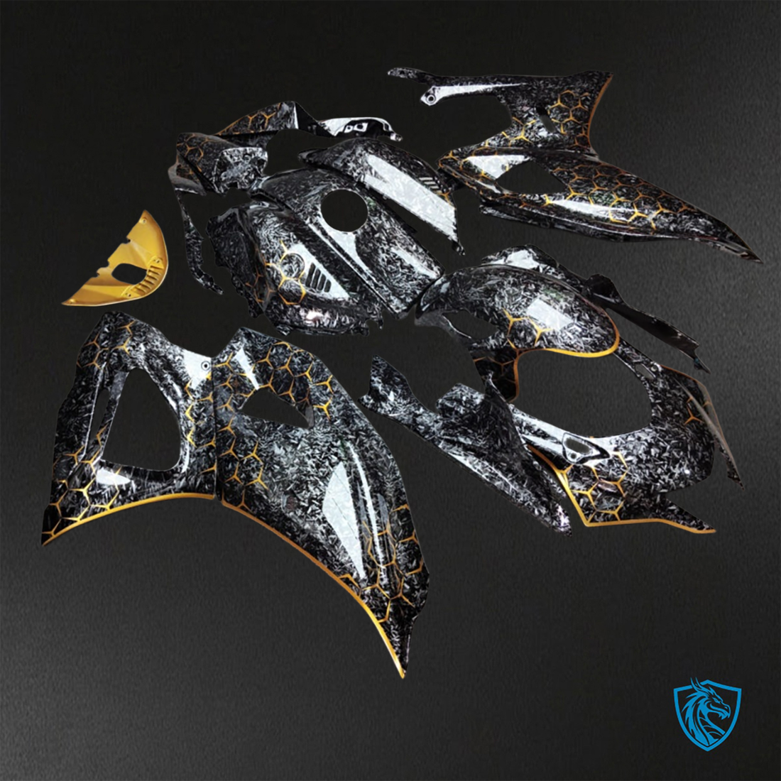 Yamaha R7 (2021-2025) Black & Gold Carbon Fiber - Custom ABS Fairing Kit
