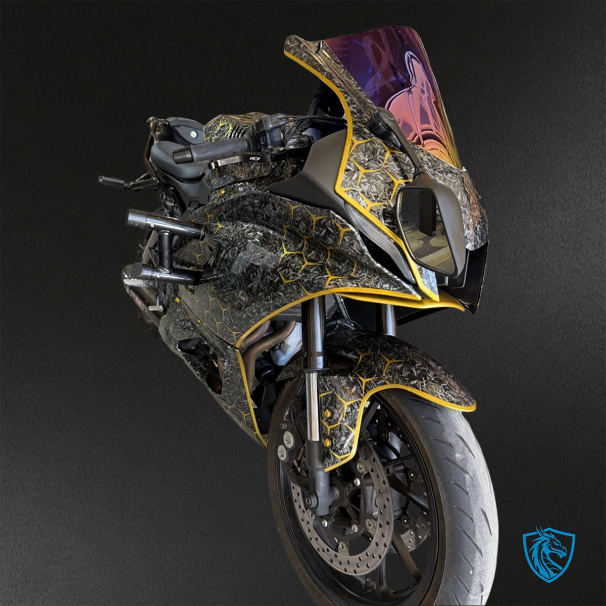 Yamaha R7 (2021-2025) Black & Gold Carbon Fiber - Custom ABS Fairing Kit