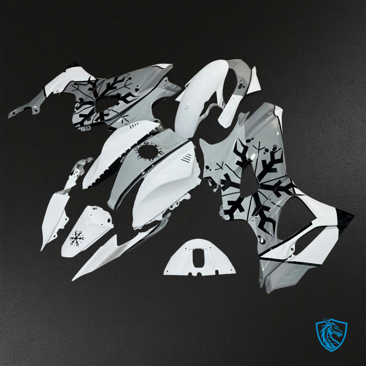 Yamaha R7 (2021-2025) Gloss Gray, White & Black Snowflake ABS Bodywork - Fairings Kit