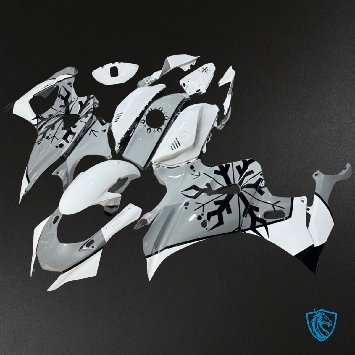 Yamaha R7 (2021-2025) Gloss Gray, White & Black Snowflake ABS Bodywork - Fairings Kit
