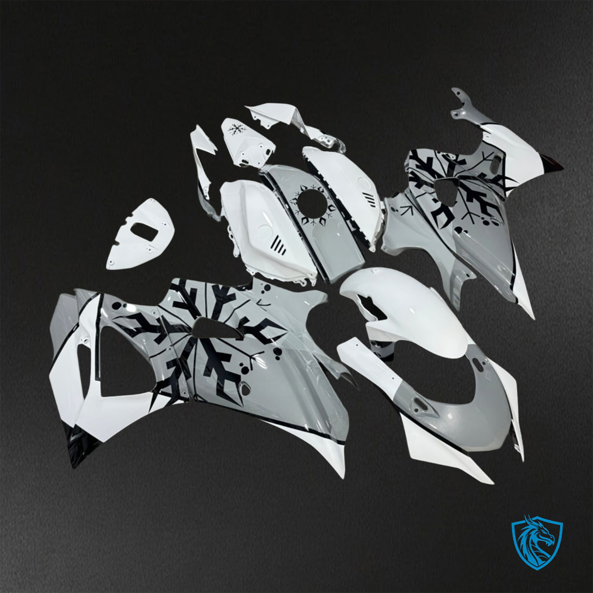 Yamaha R7 (2021-2025) Gloss Gray, White & Black Snowflake ABS Bodywork - Fairings Kit