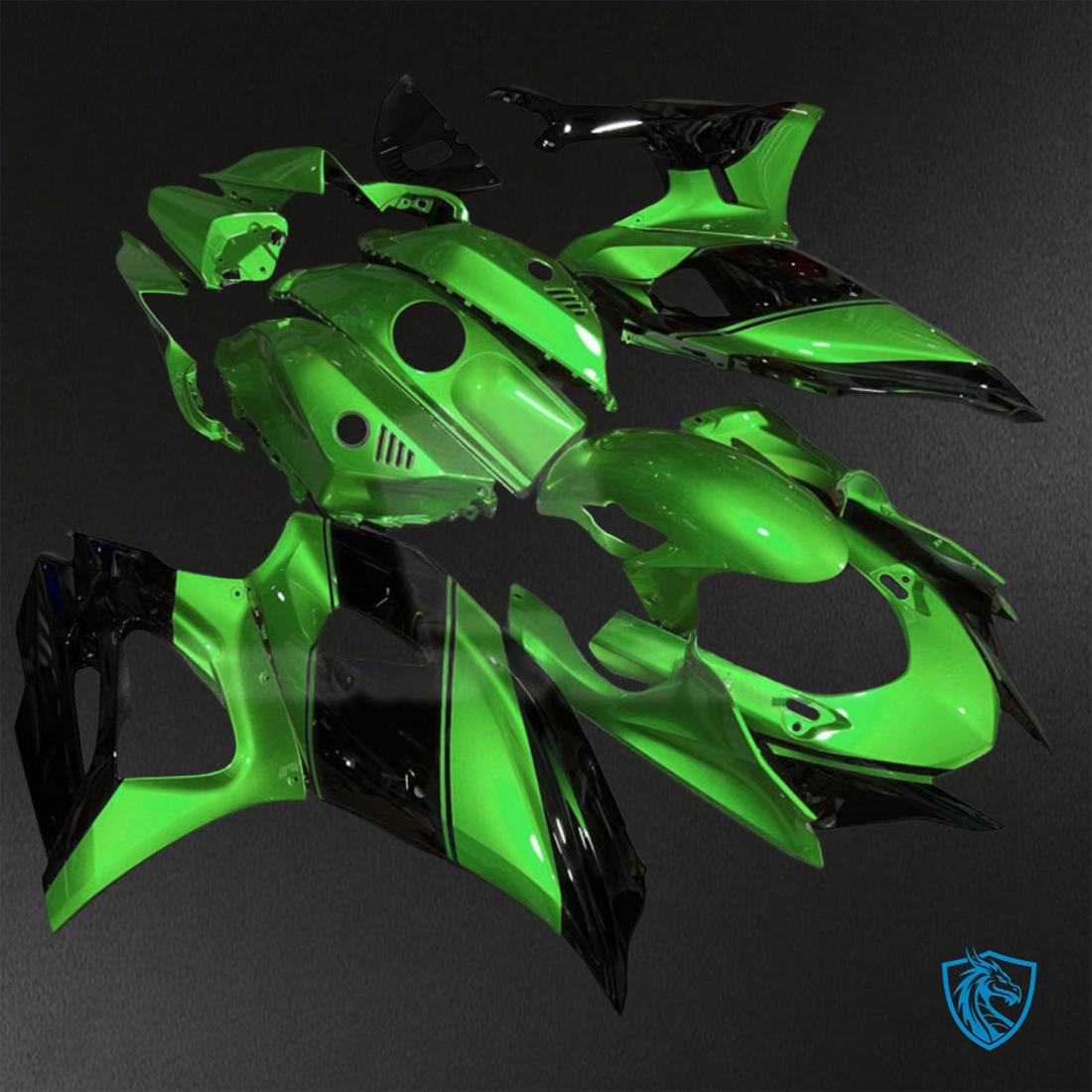 Yamaha R7 (2021-2025) Gloss Green & Black - Replacement Motorcycle Fairings Kit