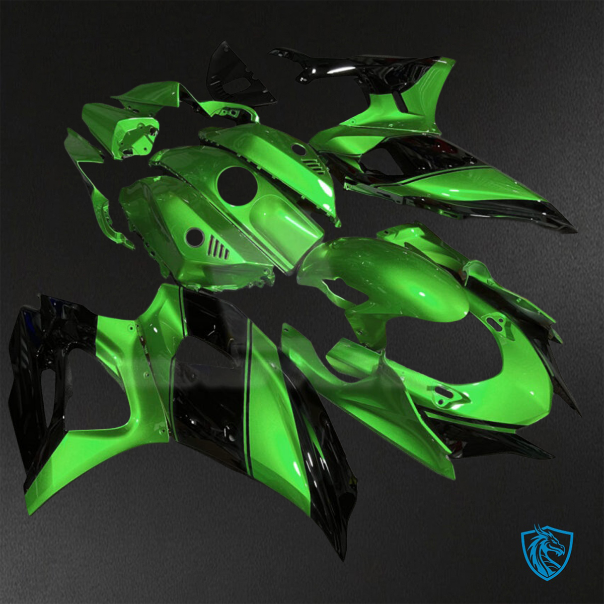 Yamaha R7 (2021-2025) Gloss Green & Black - Replacement Motorcycle Fairings Kit