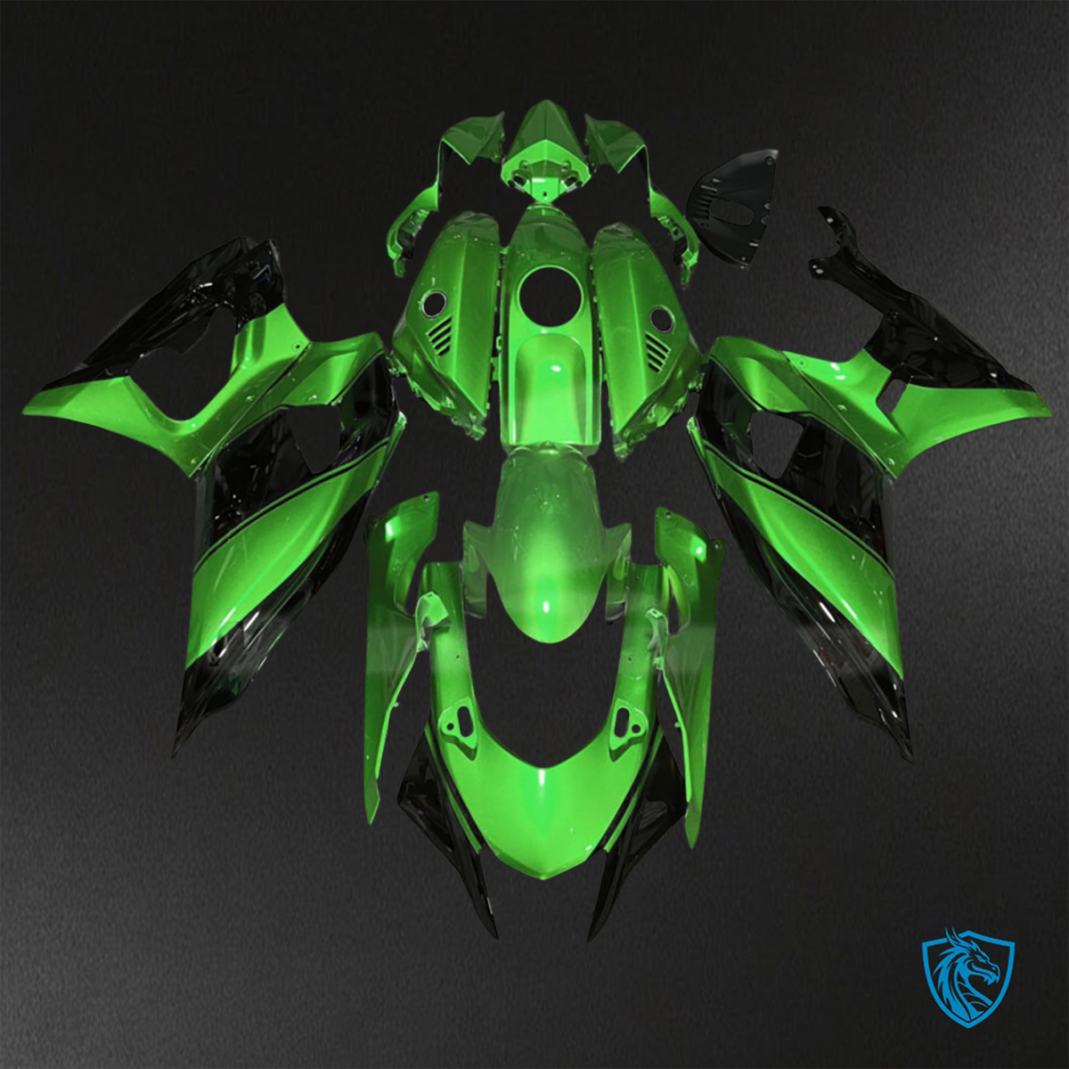 Yamaha R7 (2021-2025) Gloss Green & Black - Replacement Motorcycle Fairings Kit