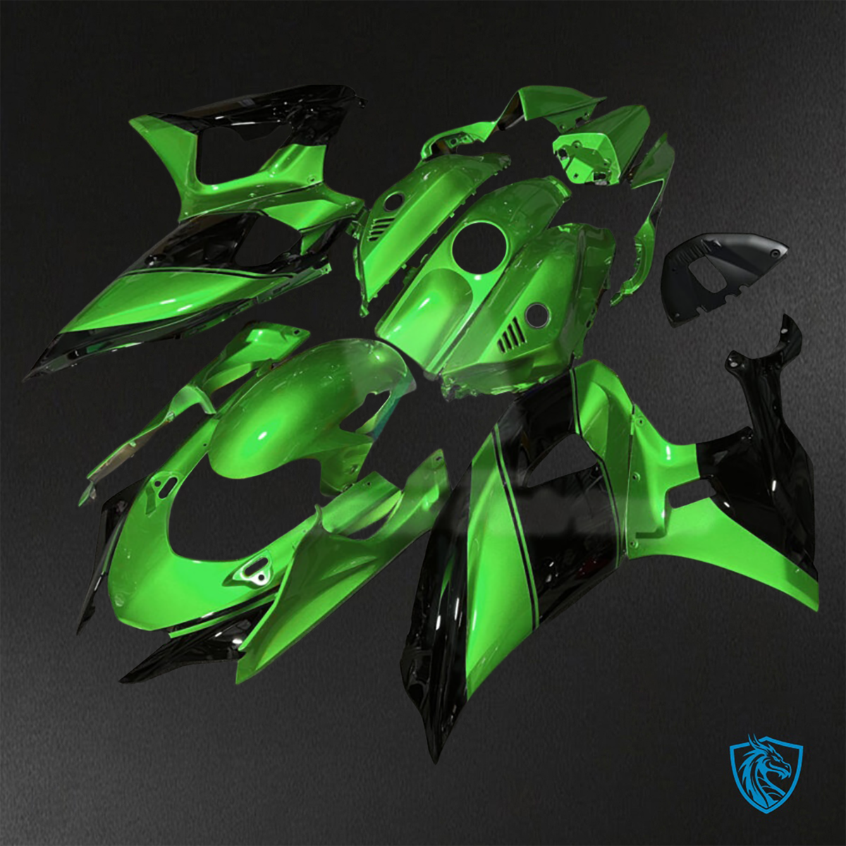 Yamaha R7 (2021-2025) Gloss Green & Black - Replacement Motorcycle Fairings Kit