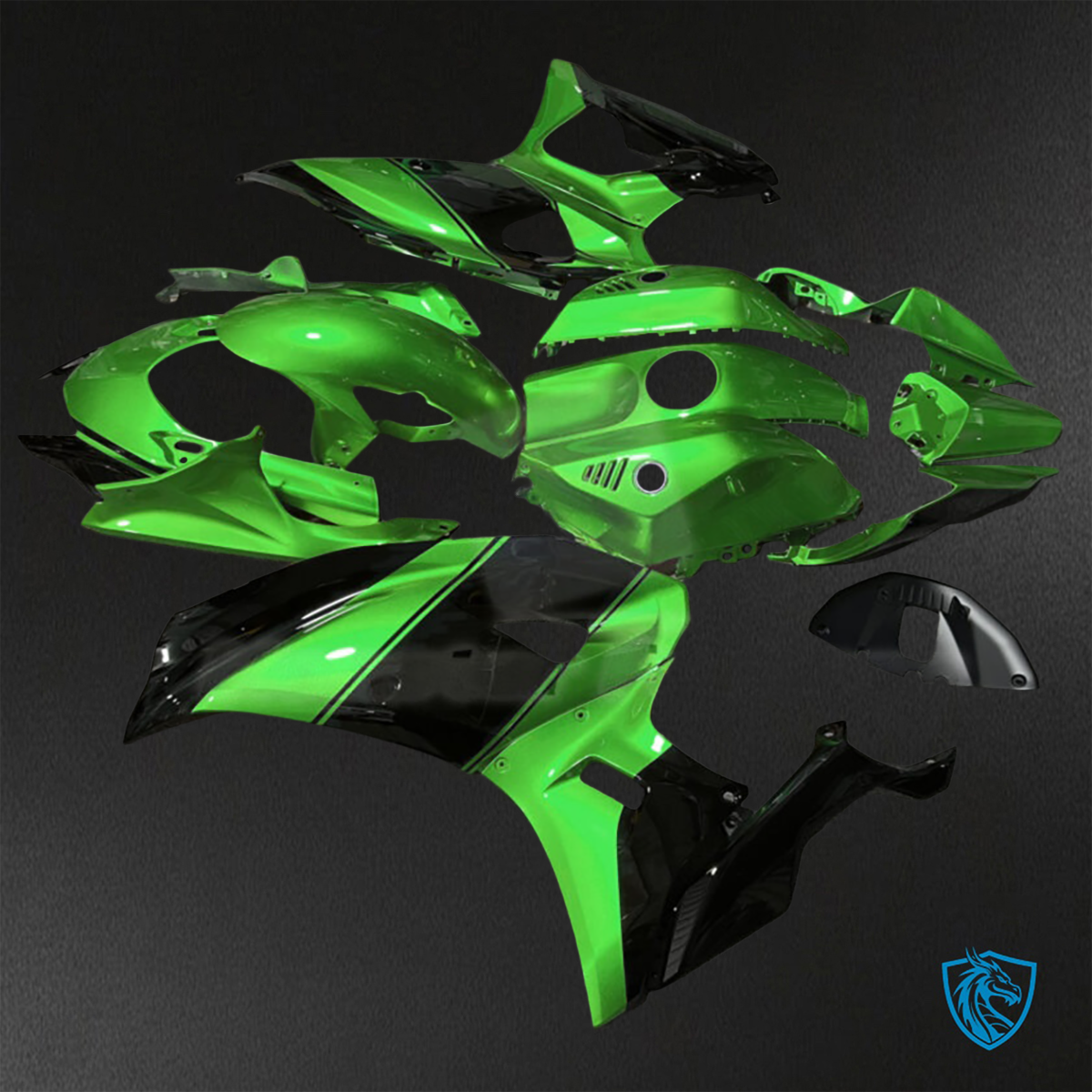 Yamaha R7 (2021-2025) Gloss Green & Black - Replacement Motorcycle Fairings Kit