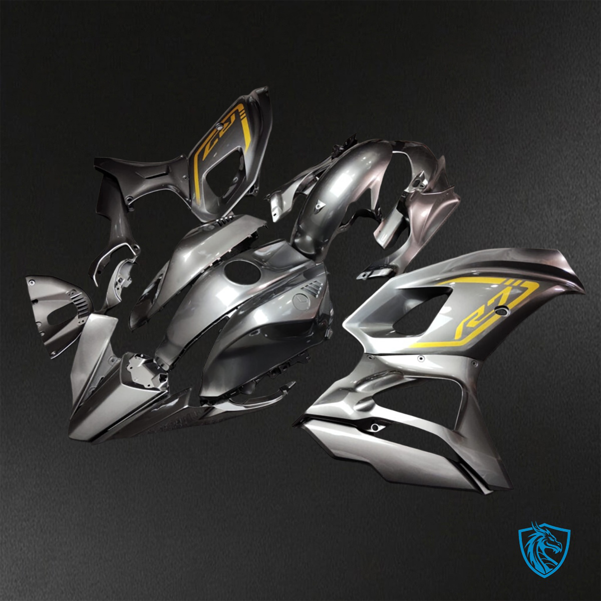 Yamaha R7 (2021-2025) Gloss Grey & Gold - Replacement Motorcycle Fairings Kit