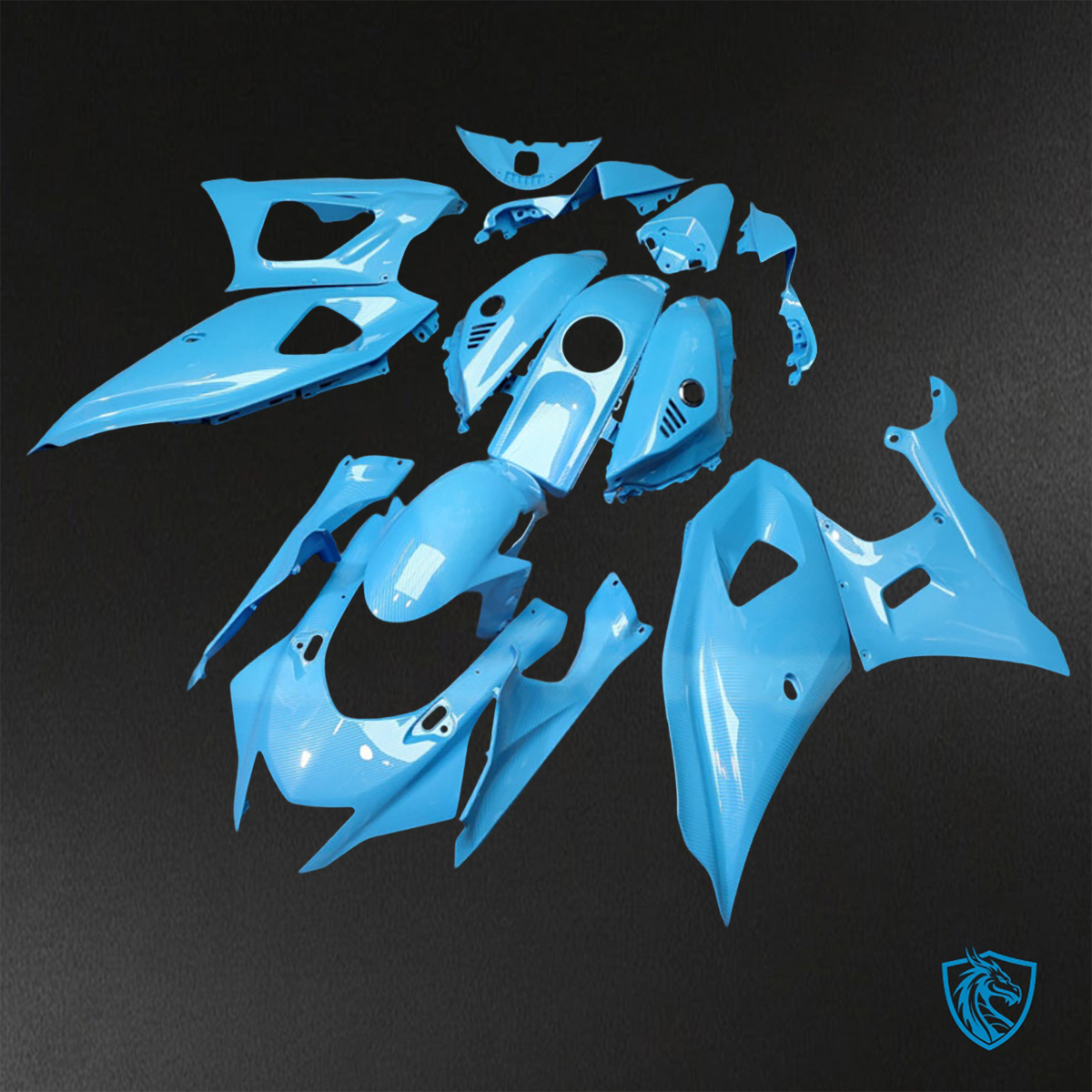 Yamaha R7 (2021-2025) Gloss Light Blue Carbon Fiber Fairings Kit - Aftermarket ABS Bodywork