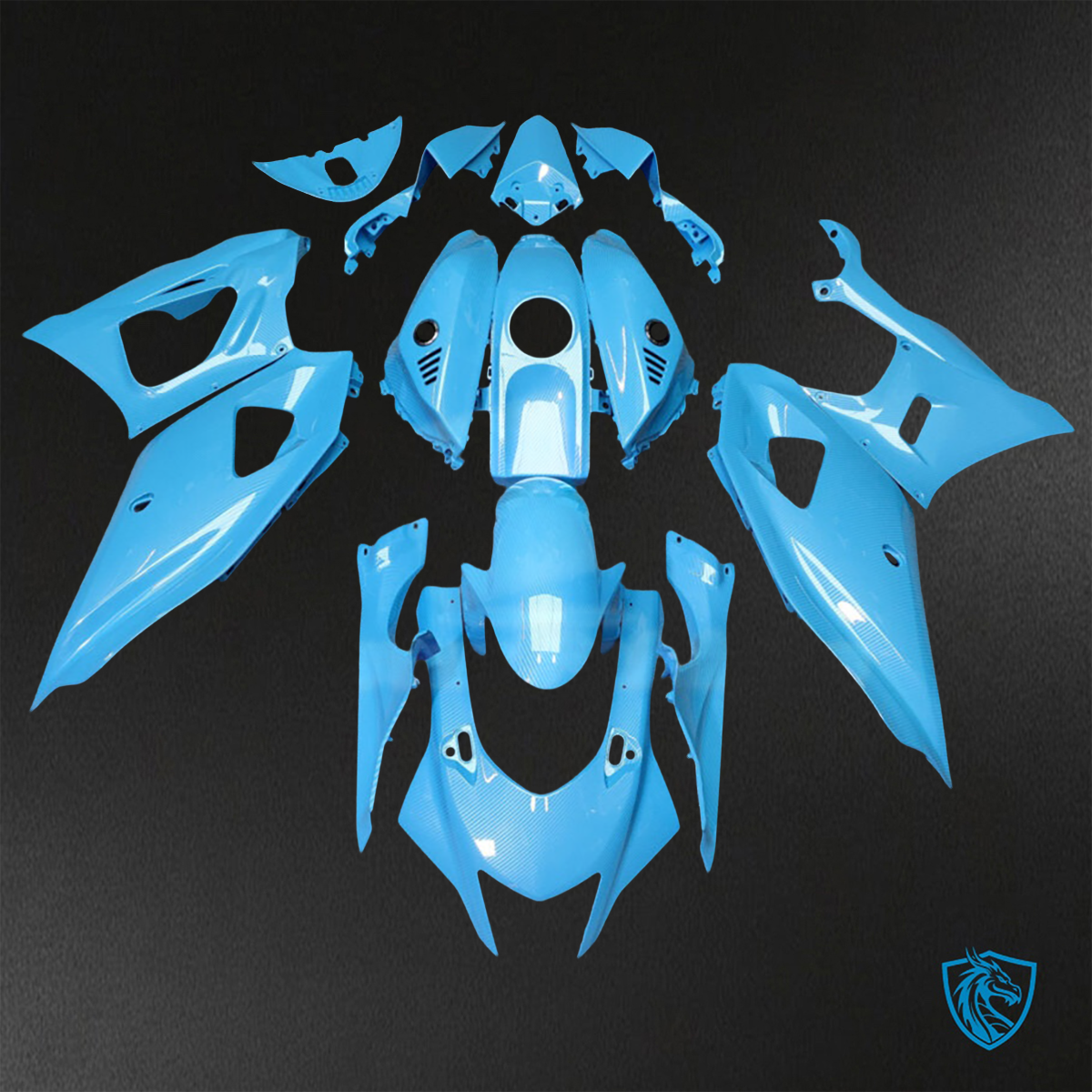 Yamaha R7 (2021-2025) Gloss Light Blue Carbon Fiber Fairings Kit - Aftermarket ABS Bodywork