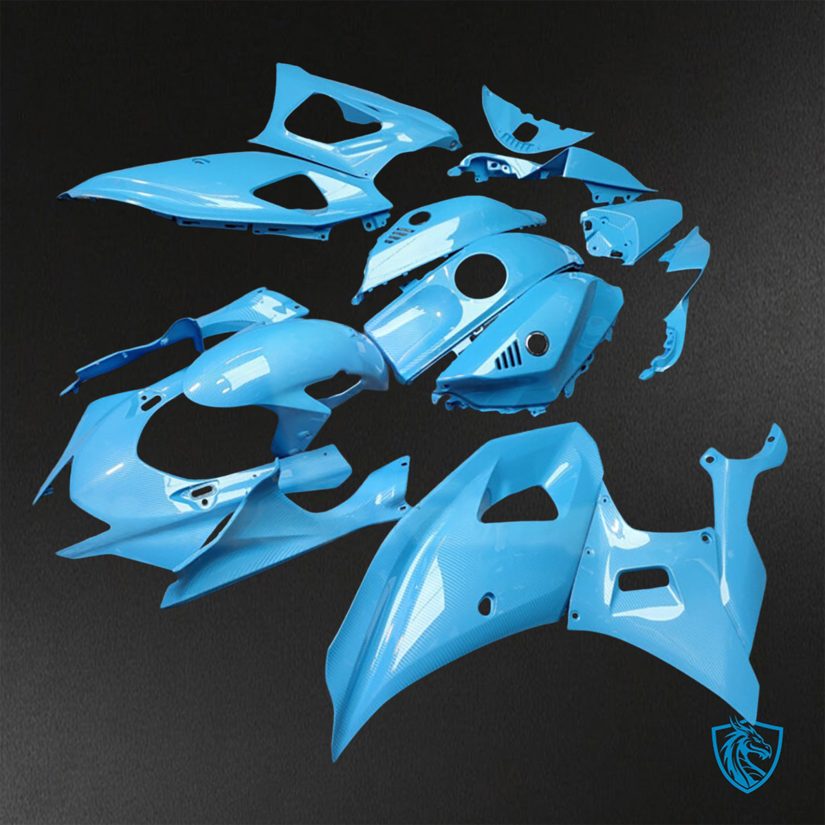 Yamaha R7 (2021-2025) Gloss Light Blue Carbon Fiber Fairings Kit - Aftermarket ABS Bodywork