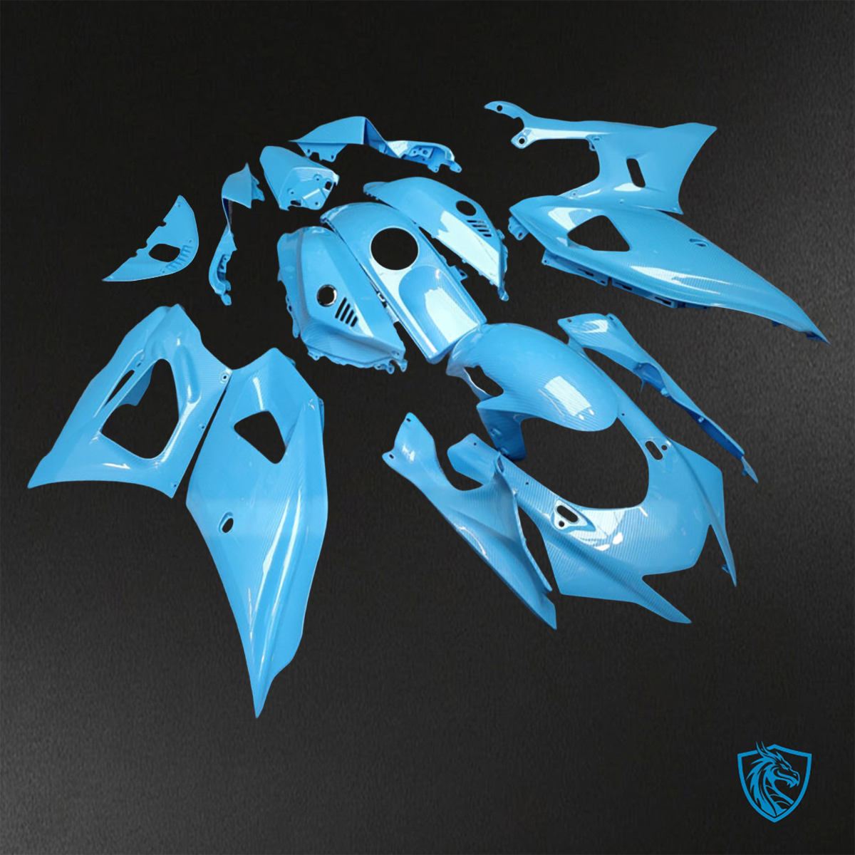 Yamaha R7 (2021-2025) Gloss Light Blue Carbon Fiber Fairings Kit - Aftermarket ABS Bodywork