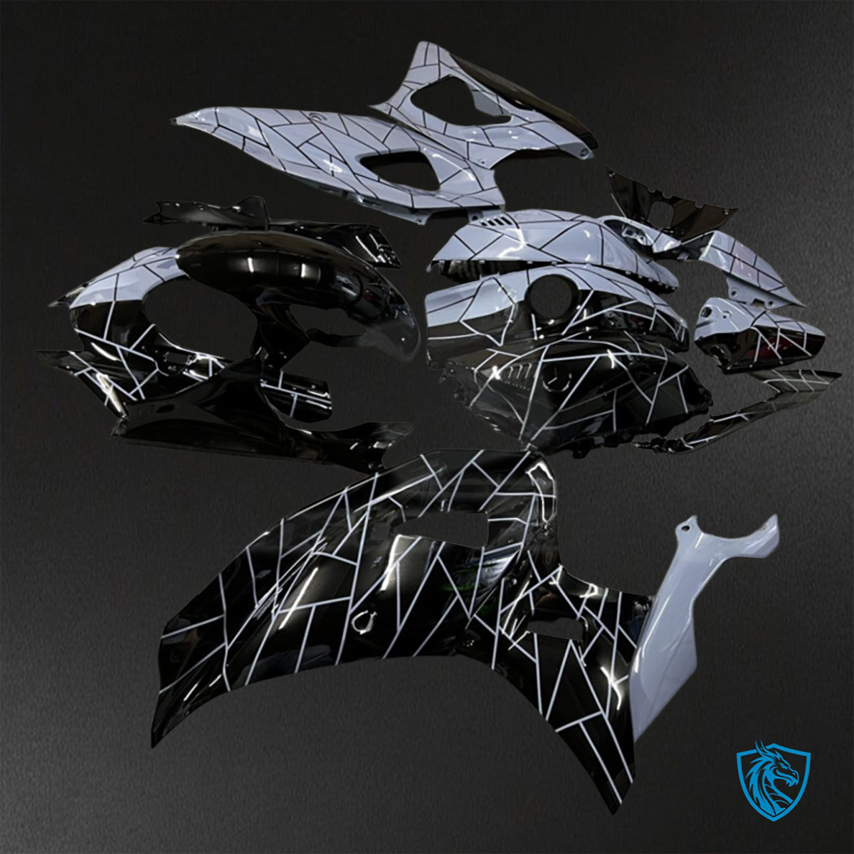 Yamaha R7 (2021-2025) Gloss Nardo Gray & Black Split - Custom ABS Fairing Kit