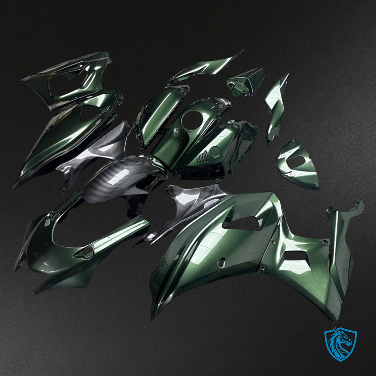 Yamaha R7 (2021-2025) Gloss Olive Green Carbon Fiber - Replacement Motorcycle Fairings Kit