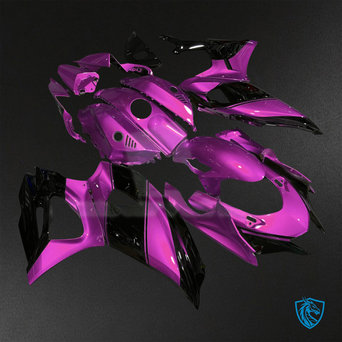 Yamaha R7 (2021-2025) Gloss Pink & Black Fairings Kit - Aftermarket ABS Bodywork