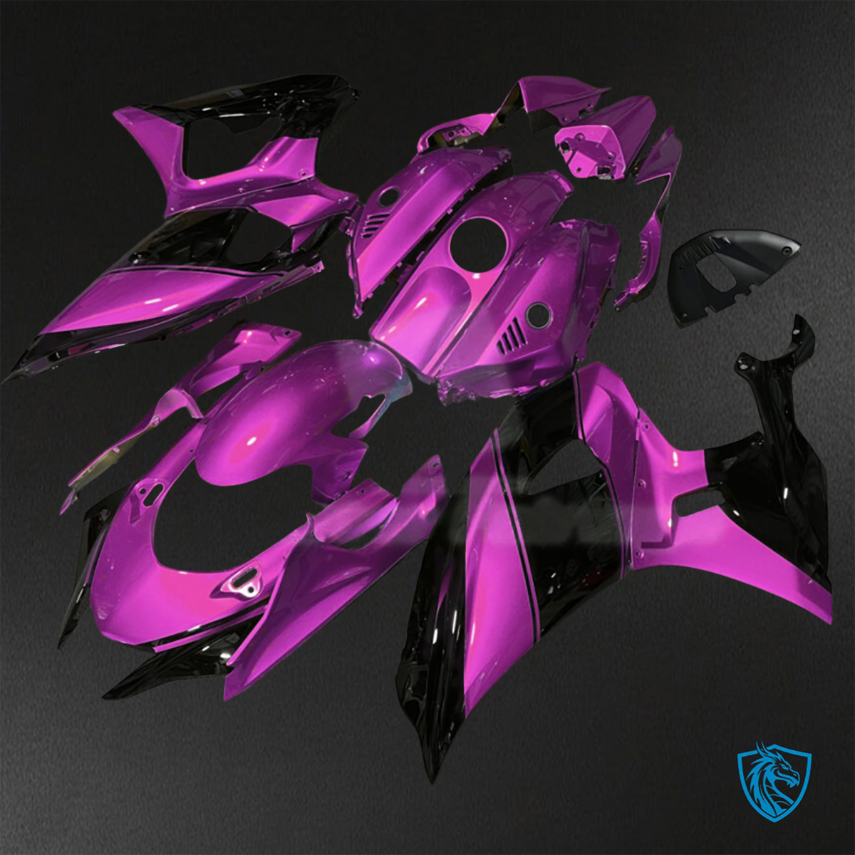 Yamaha R7 (2021-2025) Gloss Pink & Black Fairings Kit - Aftermarket ABS Bodywork