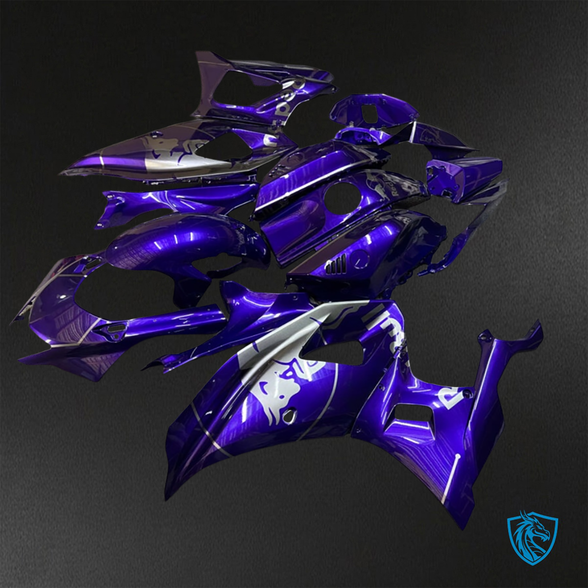 Yamaha R7 (2021-2025) Gloss Purple & Silver Bull Fairings Kit - Aftermarket ABS Bodywork