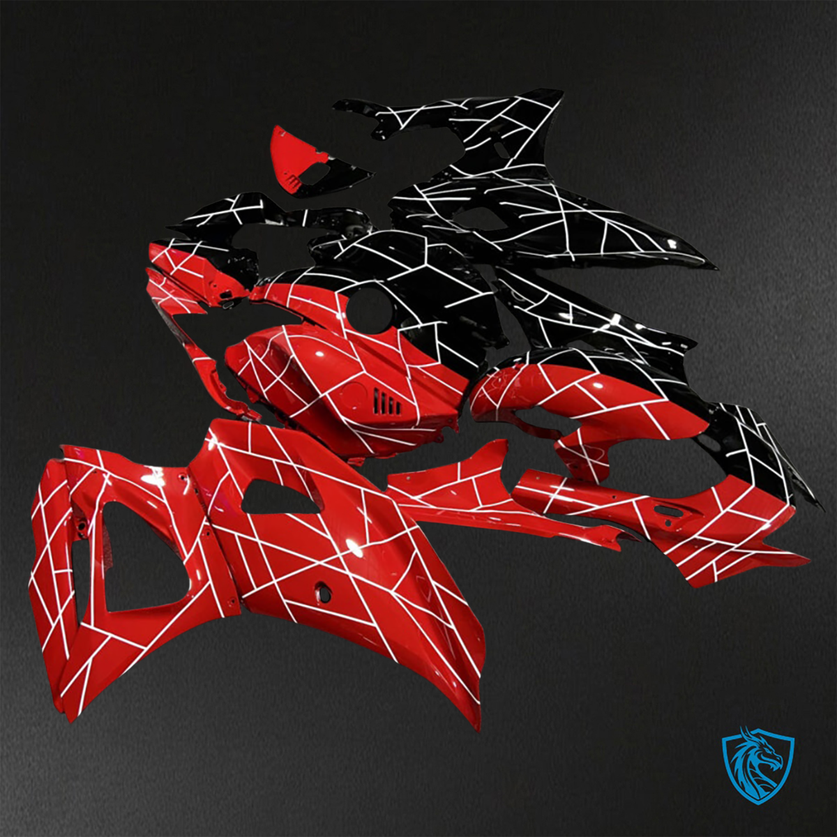 Yamaha R7 (2021-2025) Gloss Red, Black & White Pattern Split ABS Bodywork - Fairings Kit