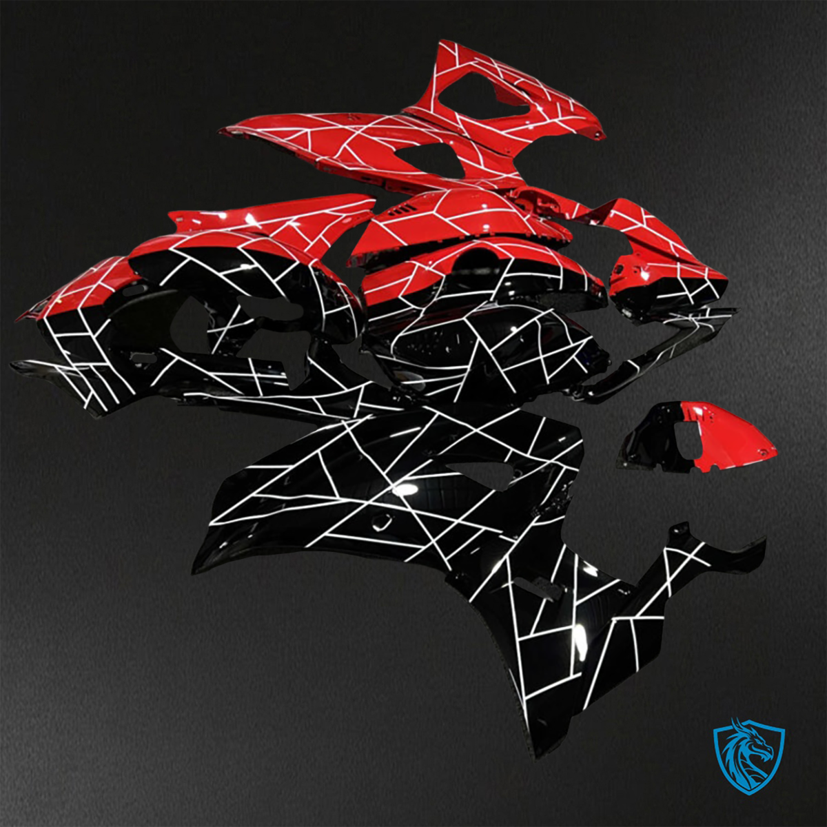 Yamaha R7 (2021-2025) Gloss Red, Black & White Pattern Split ABS Bodywork - Fairings Kit