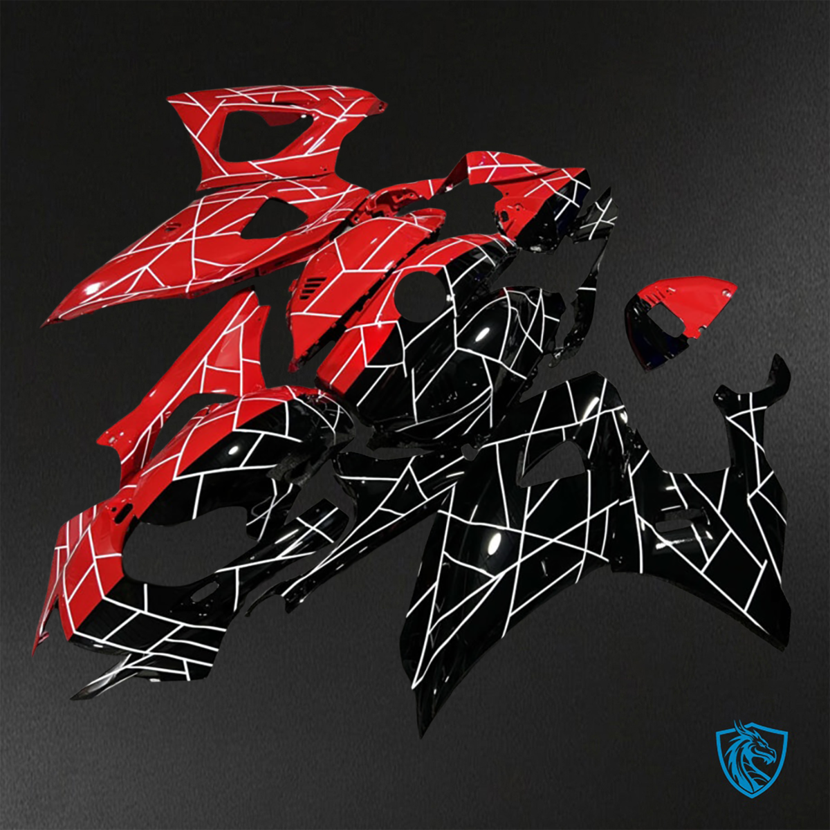 Yamaha R7 (2021-2025) Gloss Red, Black & White Pattern Split ABS Bodywork - Fairings Kit