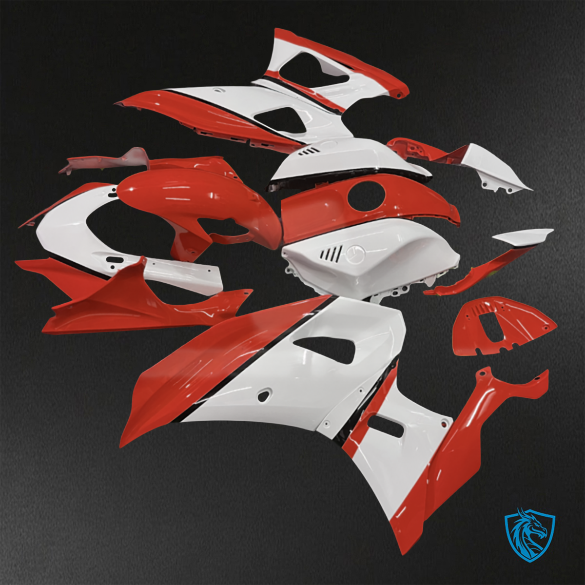 Yamaha R7 (2021-2025) Gloss Red & White Fairings Kit - Aftermarket ABS Bodywork