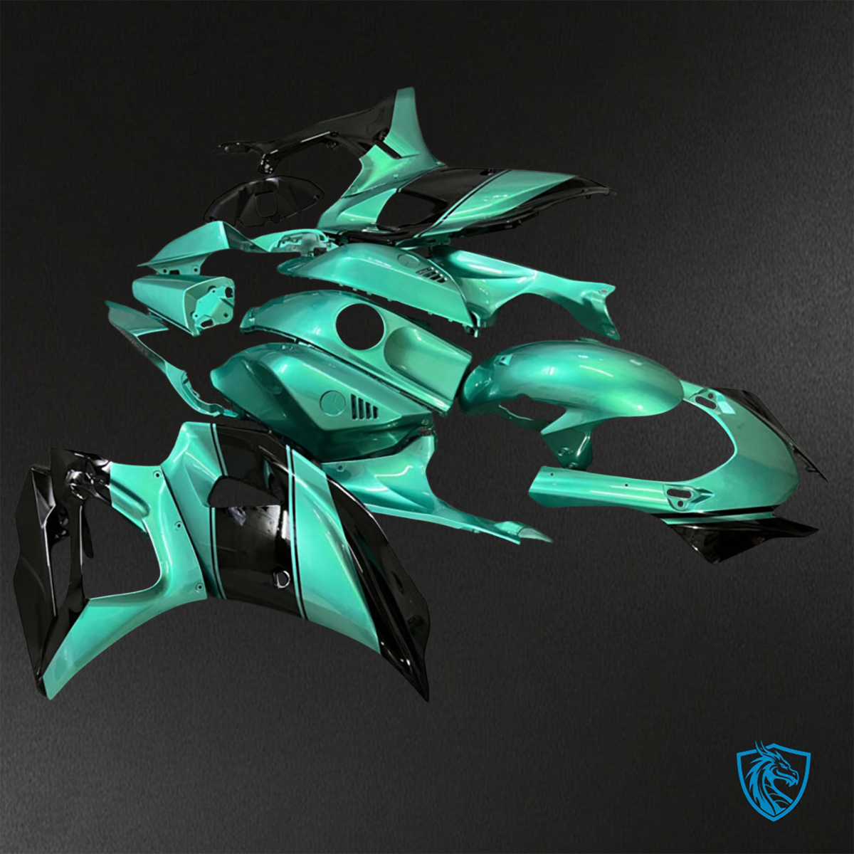 Yamaha R7 (2021-2025) Gloss Teal & Black - Replacement Motorcycle Fairings Kit