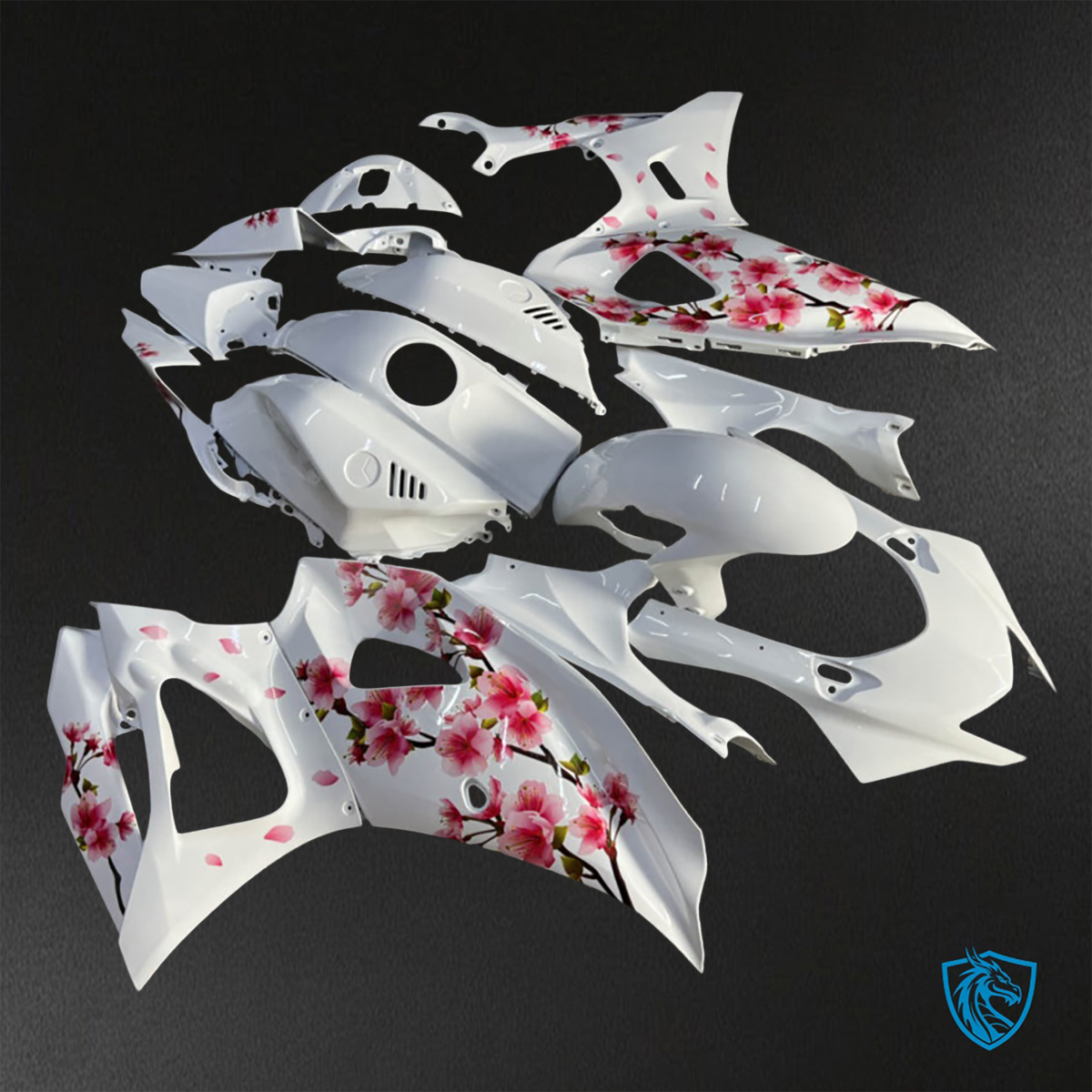 Yamaha R7 (2021-2025) Gloss White Cherry Blossom - Custom ABS Fairing Kit