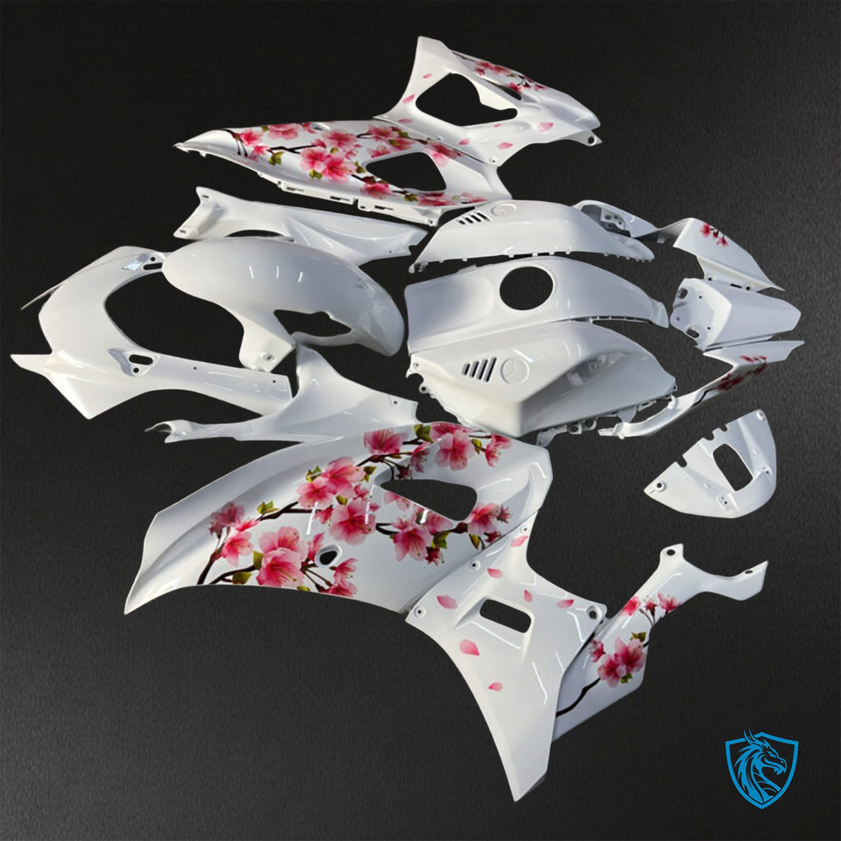 Yamaha R7 (2021-2025) Gloss White Cherry Blossom - Custom ABS Fairing Kit