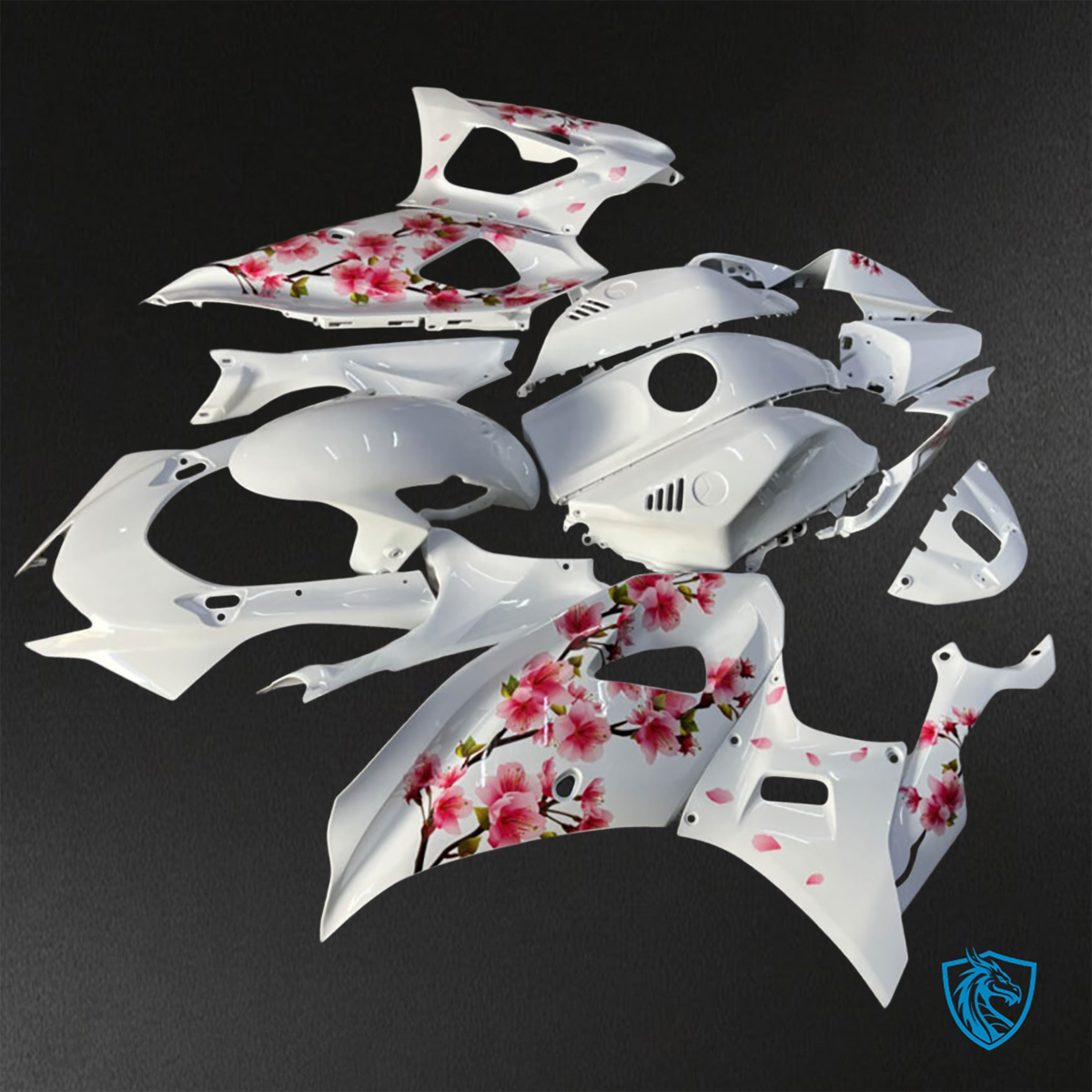 Yamaha R7 (2021-2025) Gloss White Cherry Blossom - Custom ABS Fairing Kit