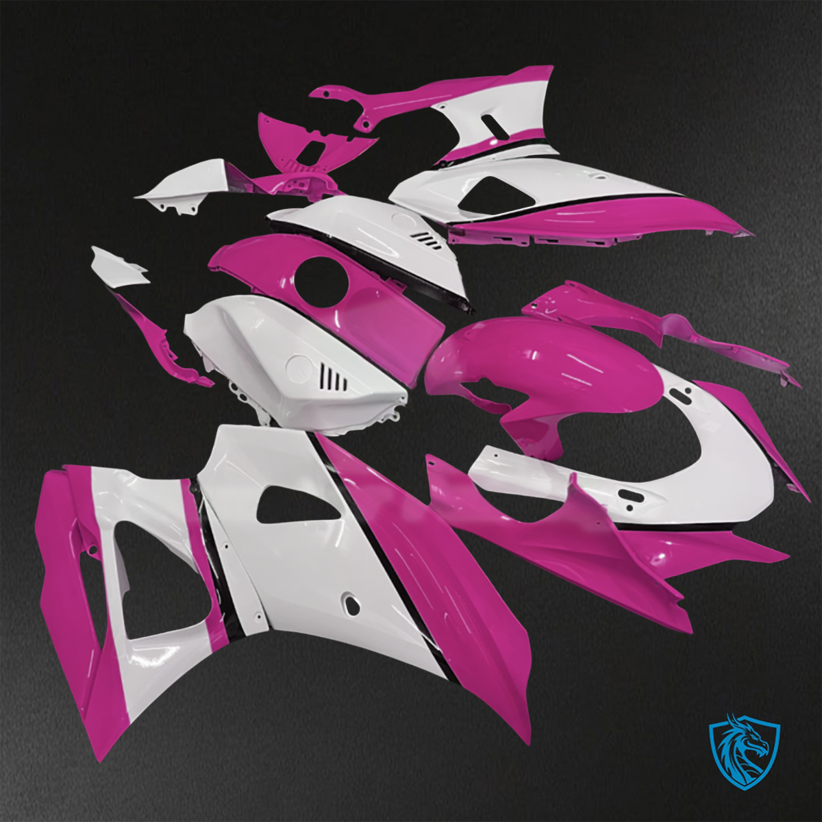 Yamaha R7 (2021-2025) Gloss White & Pink Fairings Kit - Aftermarket ABS Bodywork