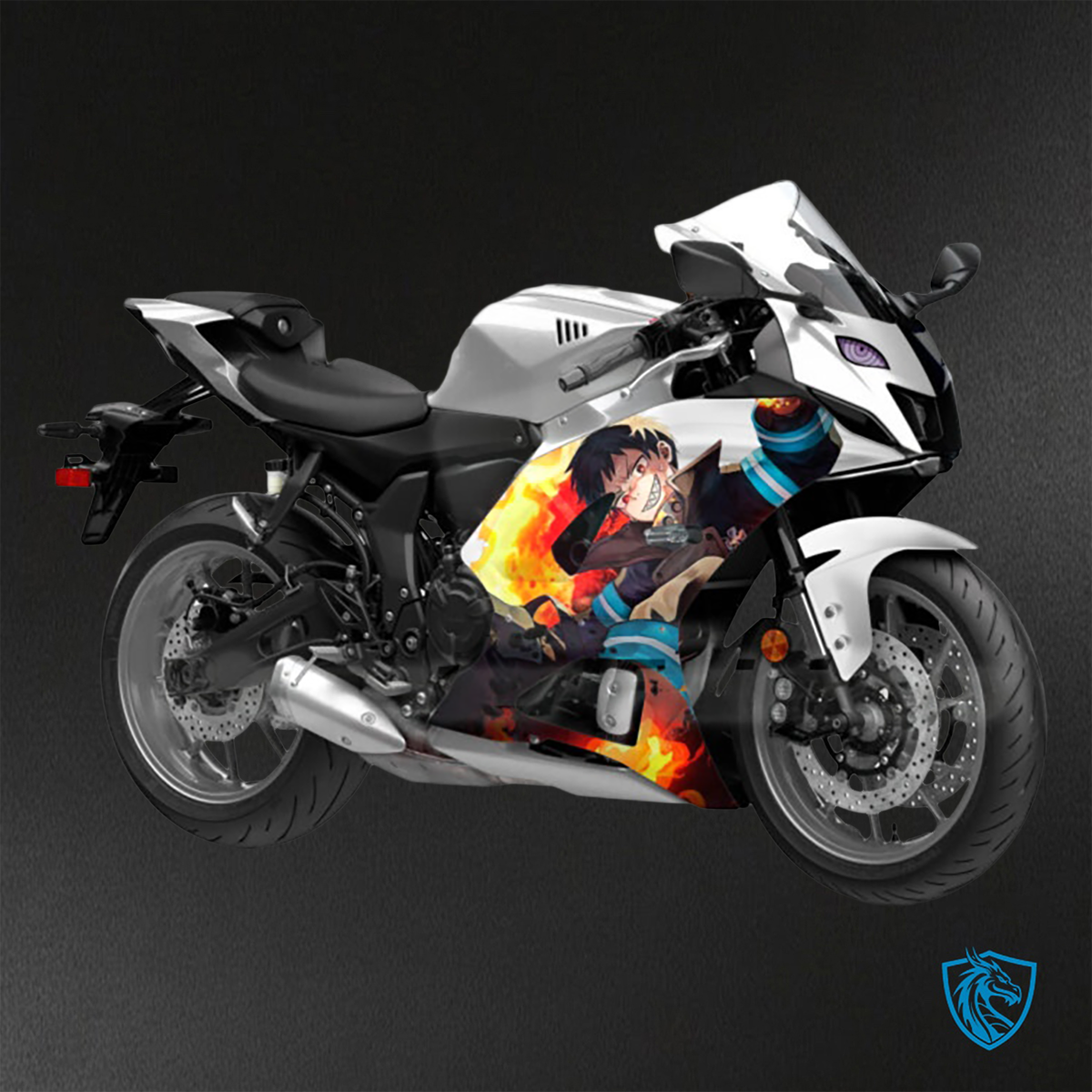 Yamaha R7 (2021-2025) Gloss White & Black Metallic Anime Split - Custom ABS Fairing Kit