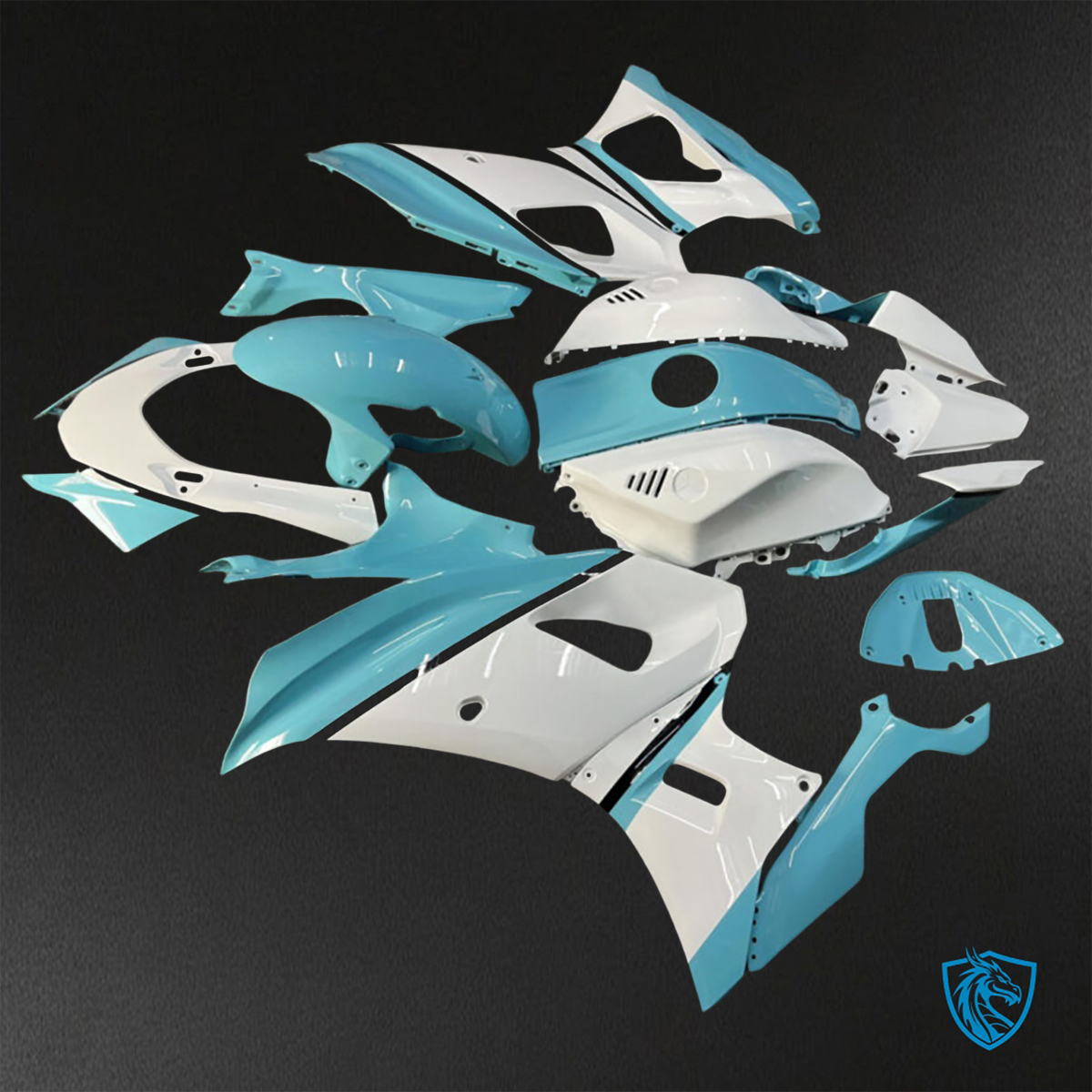 Yamaha R7 (2021-2025) Gloss White & Light Blue - Replacement Motorcycle Fairings Kit