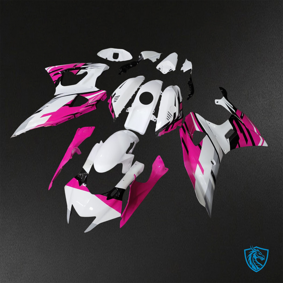 Yamaha R7 (2021-2025) Gloss White, Pink & Black Fairings Kit - Aftermarket ABS Bodywork