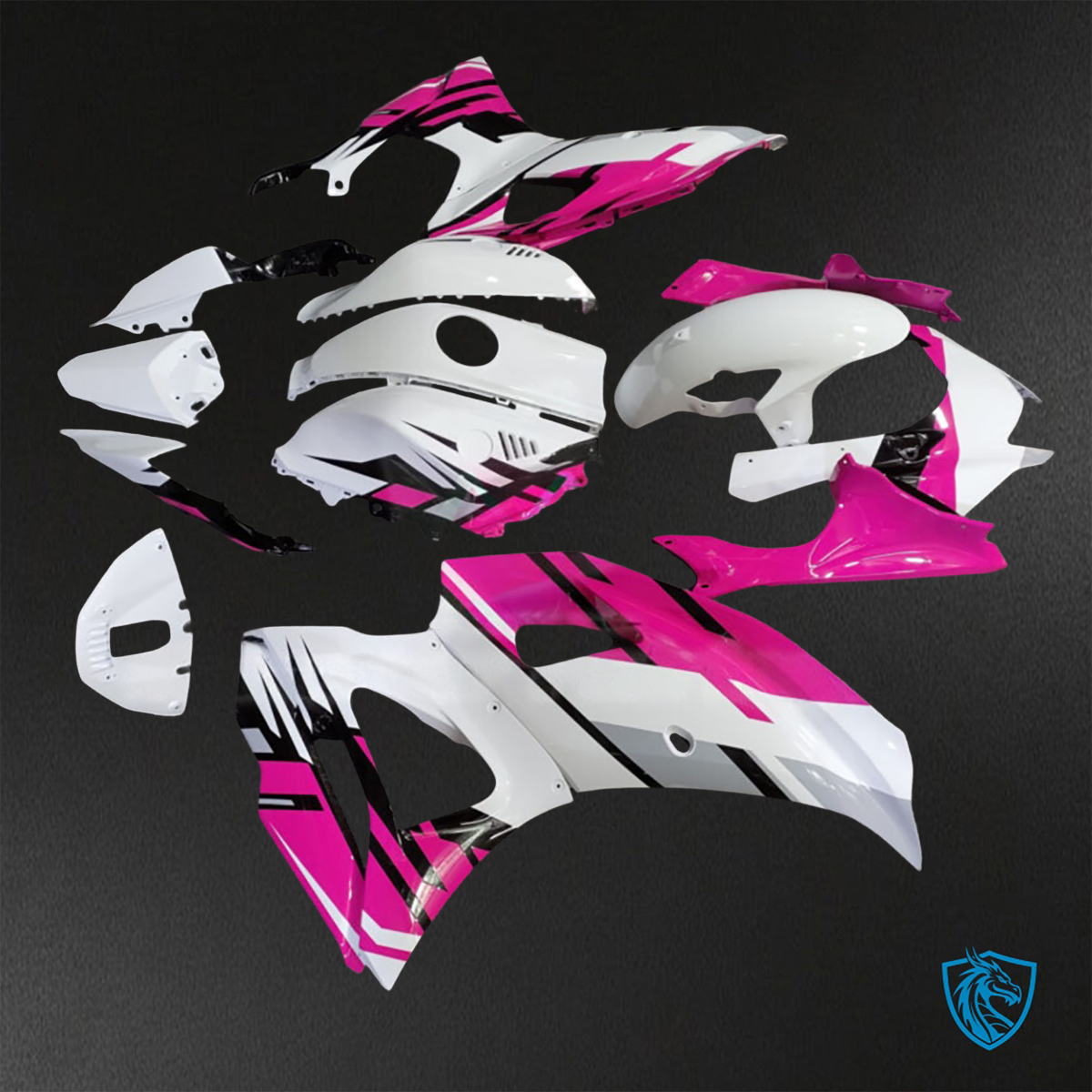 Yamaha R7 (2021-2025) Gloss White, Pink & Black Fairings Kit - Aftermarket ABS Bodywork