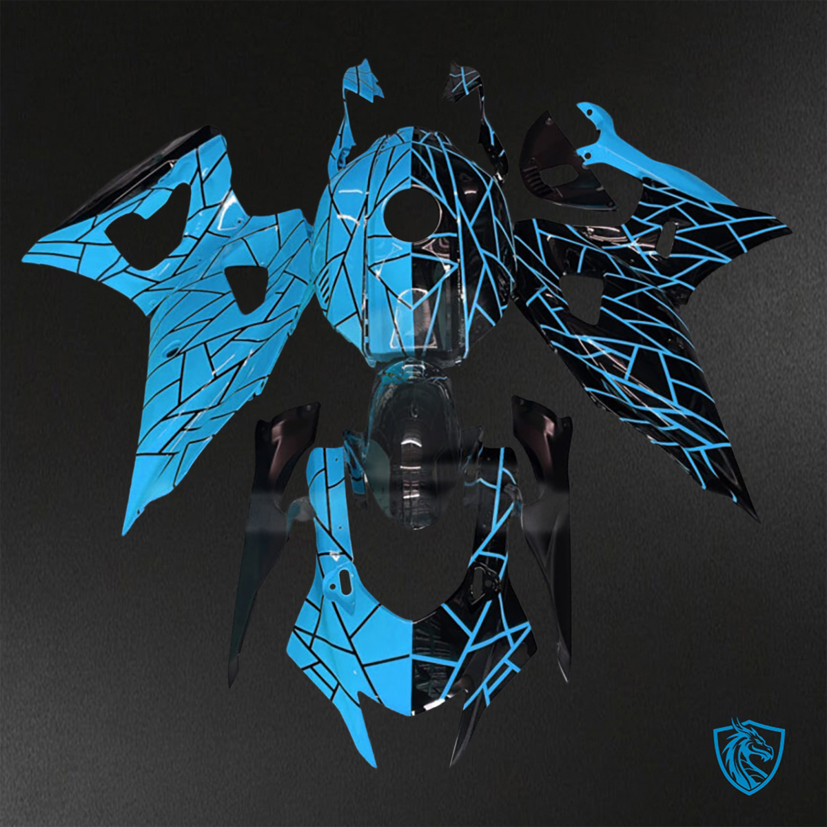 Yamaha R7 (2021-2025) Light Blue & Black Split Pattern - Custom ABS Fairing Kit