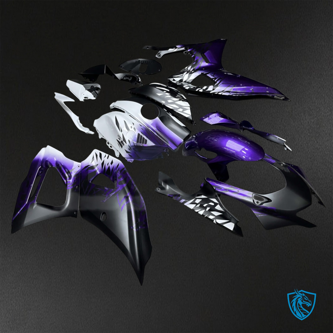 Yamaha R7 (2021-2025) Matte Black, Gloss Purple & White ABS Bodywork - Fairings Kit