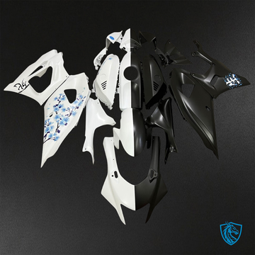 Yamaha R7 (2021-2025) Black, White & Blue Cherry Blossom - Replacement Motorcycle Fairings Kit