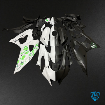 Yamaha R7 (2021-2025) Black, White & Green Cherry Blossom Split - Custom ABS Fairing Kit