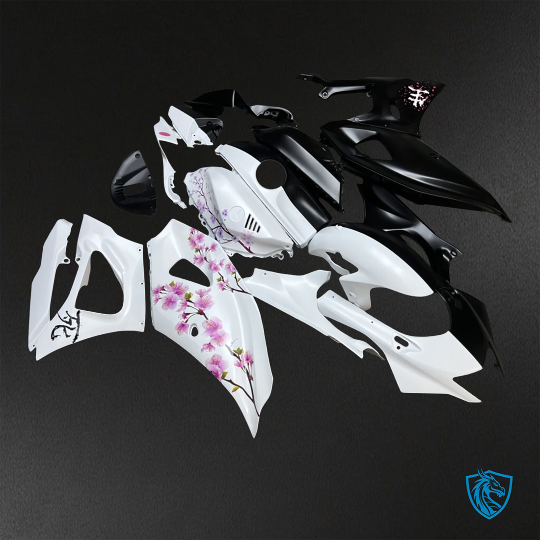 Yamaha R7 (2021-2025) Black, White & Pink Cherry Blossom ABS Bodywork - Fairings Kit