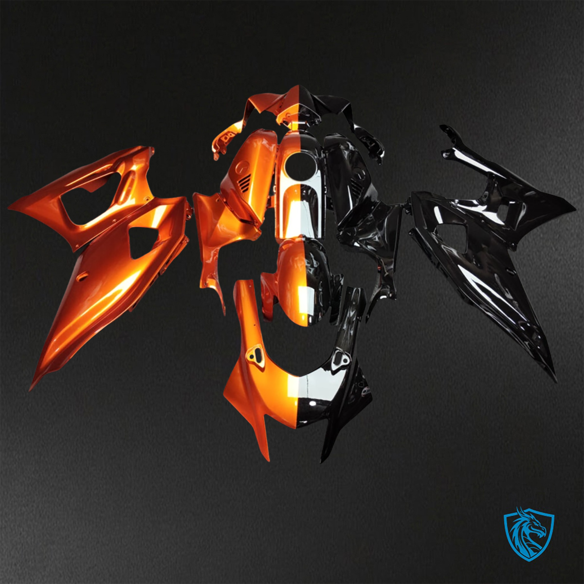 Yamaha R7 (2021-2025) Metallic Orange & Black Split - Replacement Motorcycle Fairings Kit