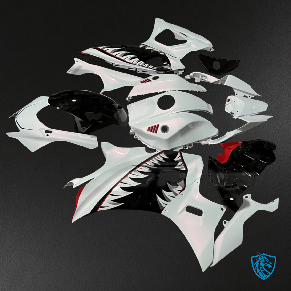 Yamaha R7 (2021-2025) Pearl White & Gloss Black Fairings Kit - Aftermarket ABS Bodywork