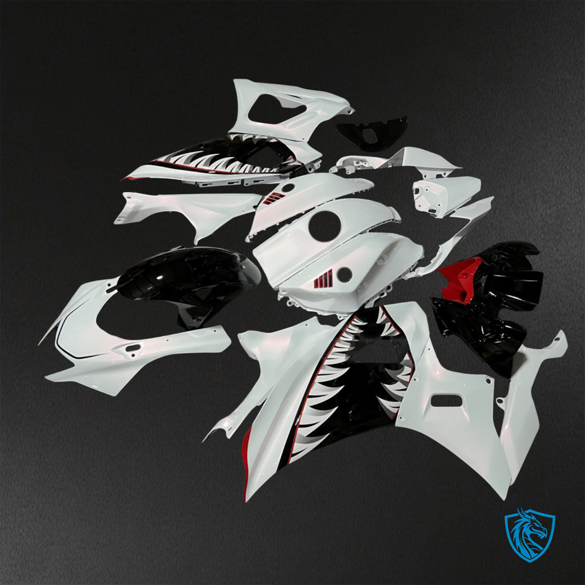 Yamaha R7 (2021-2025) Pearl White & Gloss Black Fairings Kit - Aftermarket ABS Bodywork